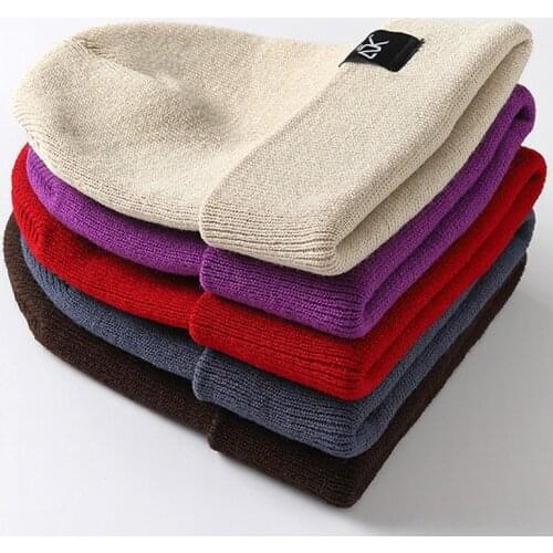 Fashion Label Candy Color Beanie Mens Winter Warm Knitted Hats Unisex Hip Hop Streetwear Skullies Caps Autumn Bonnets For Women