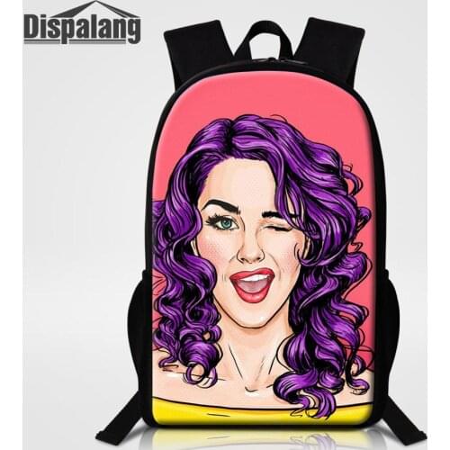Dispalang Women Fashion Backpack Cartoon Girl School Bags Custom Printing Mochila Female Travel Rucksack 16 Inch Big Schoolbags