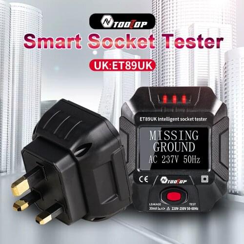 1pc UK Socket Tester Pro Voltage Test Socket Detector EU Plug Ground Zero Line Plug Polarity Phase Check