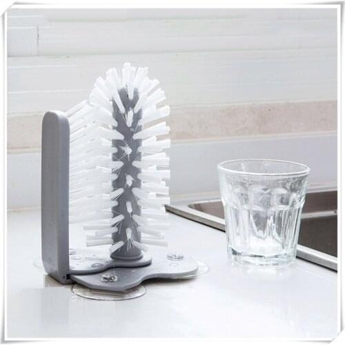 1PC Suction Wall Lazy Cup Brush Dishwashing 2 In 1 Kitchen Office Home Brush Glassware Clean Brush Rotating Tea Cup Brush XB 076
