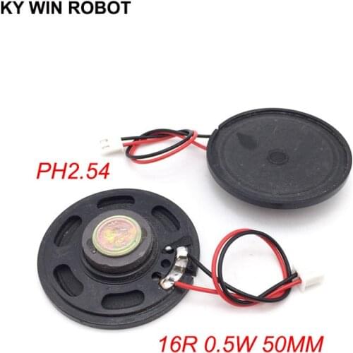 2pcs/lot New Ultra-thin Toy-car horn 16 ohms 0.5 watt 0.5W 16R speaker Diameter 50MM 5CM with PH2.54 terminal wire length 10CM