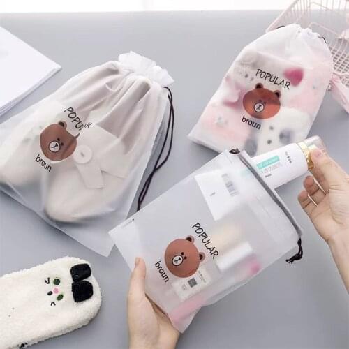 3PCS Transparent Cosmetic Bag Cute Travel Waterproof Makeup Case Bath Drawstring Bag Toiletry Wash Beauty Kit Storage Bag