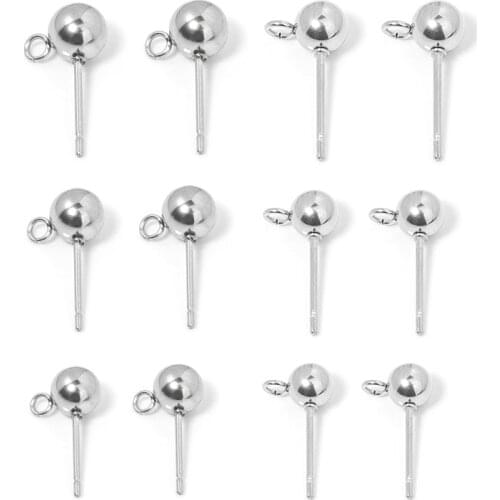 30pcs/lot 3 4 5 6mm Stainless Steel Pin Findings Stud Earring Pins Stopper Connector Fit Women DIY Jewelry Making Accessories