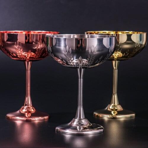 304 Stainless Steel 270ml Martini Cocktail Glass Goblet Creative Personality Metal Glass Wheat Ear Glass Champagne Glass