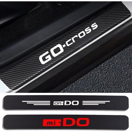 4pcs Car Styling Carbon Fiber Car Door Sill Protector Sticker Decal For Datsun GO GO+ mi-DO on-DO redi-GO Go-Cross Accessories