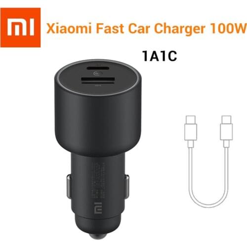 Xiaomi Mi Car Charger 100W MAX 1A1C Fast Charging Dual-port USB-A USB-C Smart Device Fully Compatible With Light Effect Display