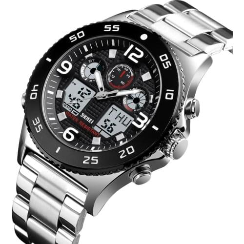 Men Digital Watch Luxury Brand SKMEI Stopwatch Chronograph Sport Wristwatch Fashion Mens Stainless Steel Bracelet Alarm Clock