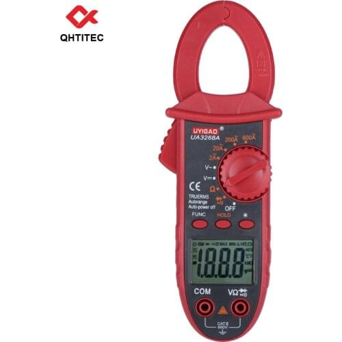 QHTITEC UA3268A Clamp Meter Digital Multimeter Manual Ranging 2000 Counts AC DC Current Voltage Tester 600 Amps Handheld Tool
