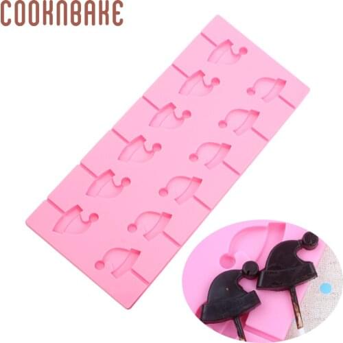 COOKNBAKE Silicone Mold for Lollipop Christmas hat candy chocolate lolly form jelly gummy cake decorate tool Diy Christmas