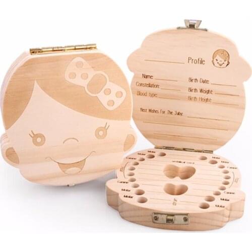 Wooden Male and Female Baby Deciduous Tooth Box Tooth Memorial Box Storage Organizer Storage Containers Home Organization