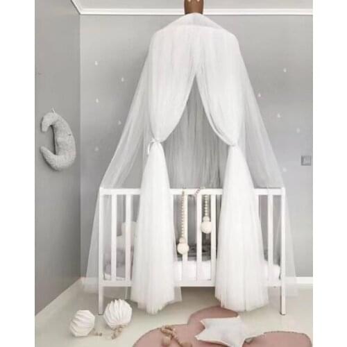 Kids Room Nursery Decor Netting Canopy With Crown Silver Stars Garland Mosquito Boy Girl Room Kids Children Room Canopy Decor