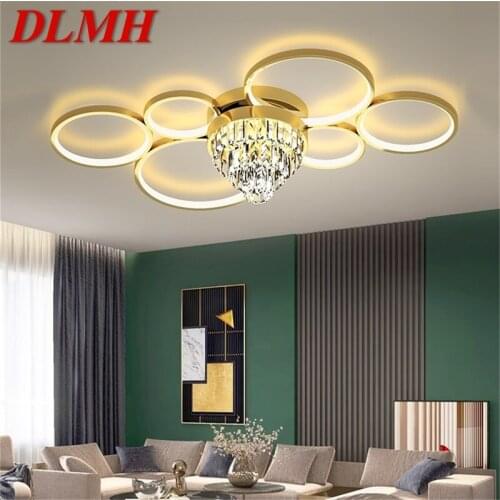 DLMH Round Brass Ceiling Light Modern Creative Luxury Crystal Lamp LED Fixtures Decorative For Home