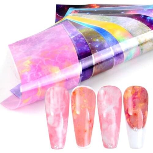 Nail Foils Marble Series Pink Blue Foils Paper Nail Art Transfer Sticker Slide Nail Art Decal Nails Accessories