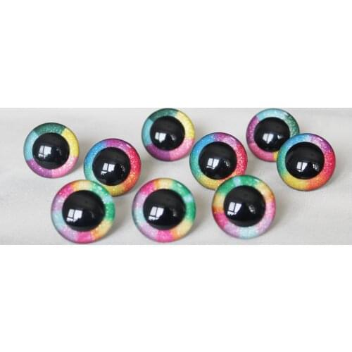 300PCS new rainbow eyes 14mm-30mm glitter round clear toy safety eyes+ washer For Wool diy pupil findings---R3
