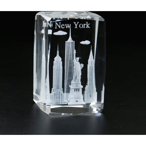 1pcs of Transparent Crystal 3D American Logo Architectural Craftsmanship Gifts Souvenirs Office and Home Decoration Ornaments