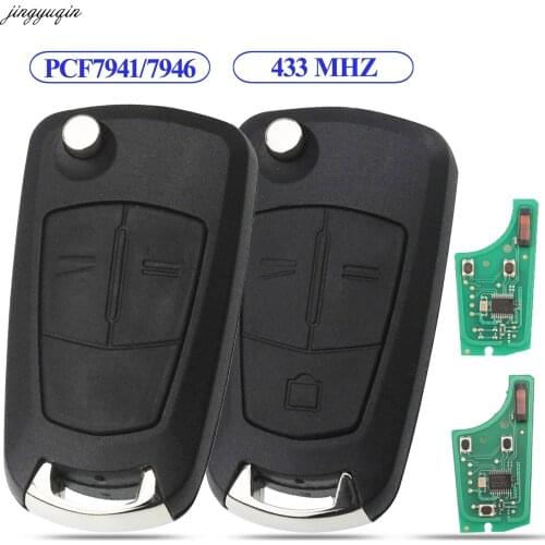Jingyuqin 2/3BTN Remote Flip Car Key PCF7941/7946 433MHZ For Opel/Vauxhall Astra H 2004-2009 Zafira B 2005-2013 Corsa D Vectra C