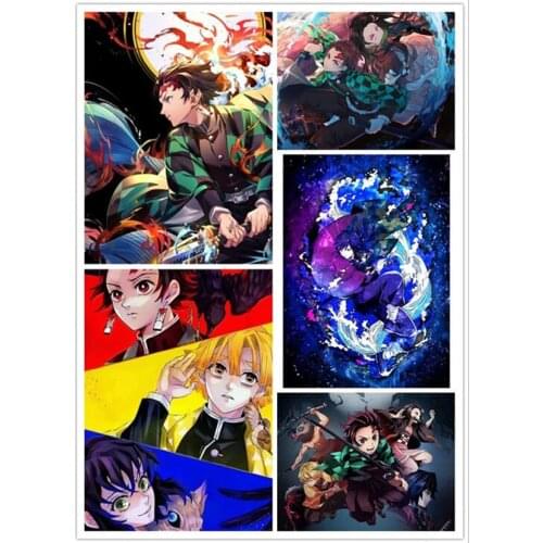 Cartoons Demon Slayer Poster 5D DIY Full Round Diamond Painting Cross Stitch 3D Embroidery Rhinestone Mosaic Home Decor Art Y172