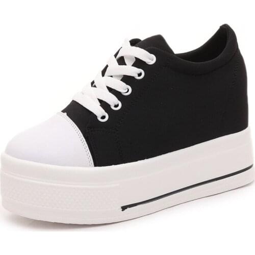 Canvas Wedges Shoes Women White Sneakers Woman Platform Sneakers 2019 Casual Hidden Heel Height Increasing Ladies Platform Shoes