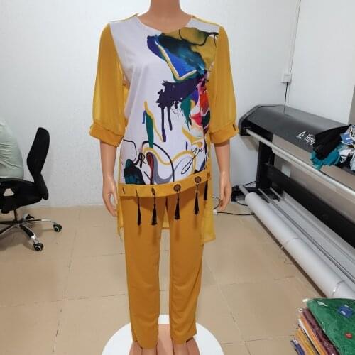 2 Piece Matching Pant Sets Women Dashiki African 3 Colors New Fashion Suit Dress And Trousers Set African For Lady 2021