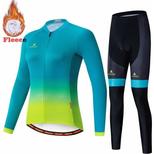 MILOTO 2020 Cycling Jerseys Set Mountain Biking Fleece Winter Clothing Cycling Braces Pants Triathlon Clothing Set