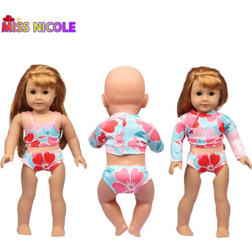 Short 3 Piece / Set Doll Clothes For 43cm New baby Born Dolls Sport Suit Swim Flower Briefs For 1/3 Our Generation Toys Girl