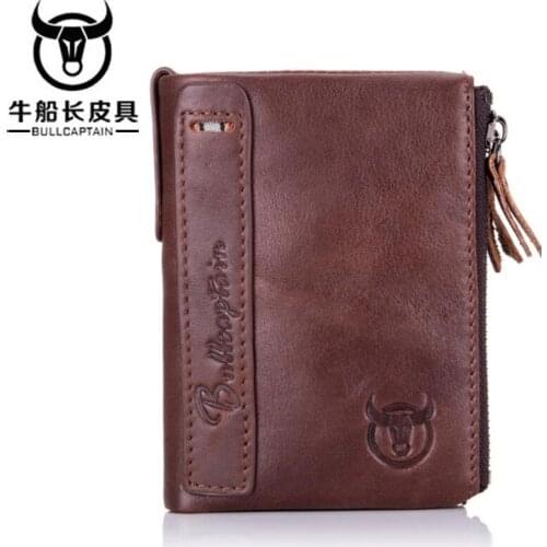 BULLCAPTAIN 2018 Men Wallets Small Money Purses Wallets New Design Dollar Price Top Men Thin Wallet With Coin Bag Zipper Wallet