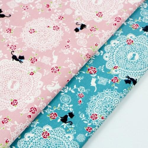 Cat Lace Cotton Linen Cloth Width 140CM Sells Home Clothing Handmade DIY Fabric