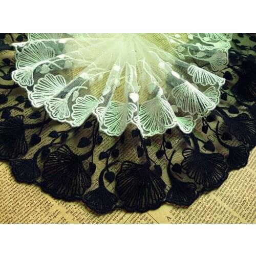 5Yard/Lot Handmade diy clothes accessories lace trim white black gauze embroidery lace fabric decoration material 12cm