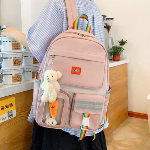 Cute Women Backpacks Teenage Girls Nylon Rucksack Anti Theft School Bag Female Student Bagpacks Patchwork Girl Backpack Mochila