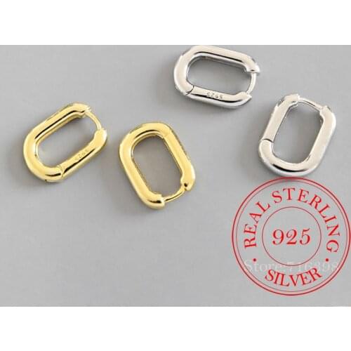 Minimalist 925 Sterling Silver Stud Earrings Vintage Geometric Ellipse Handmade Earrings Party Accessories Jewelry Gift