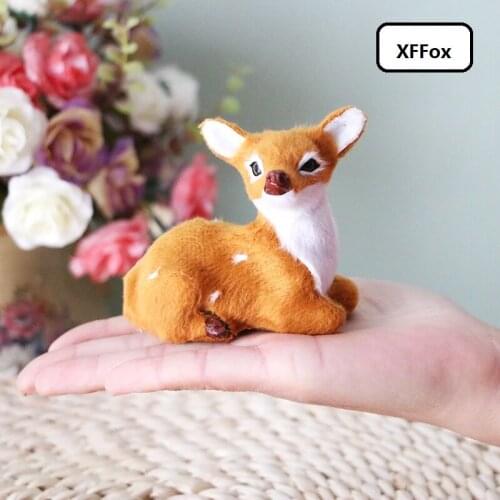 Mini simulation deer model plastic&furs small deer doll home decoration gift about 9x4x8cm xf2277