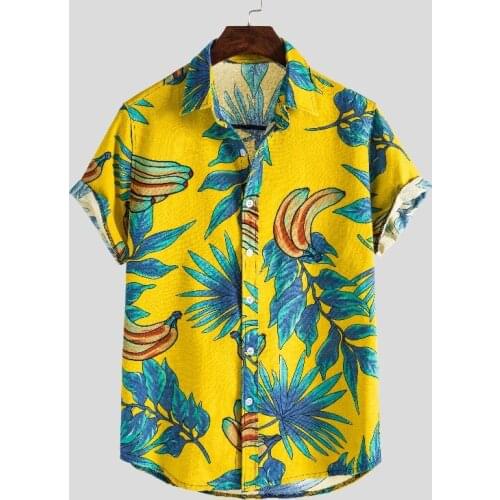 Mens brand new personalized fashion business casual printed Hawaiian shirt shirt short sleeve shirt men shirts mens dress shirts