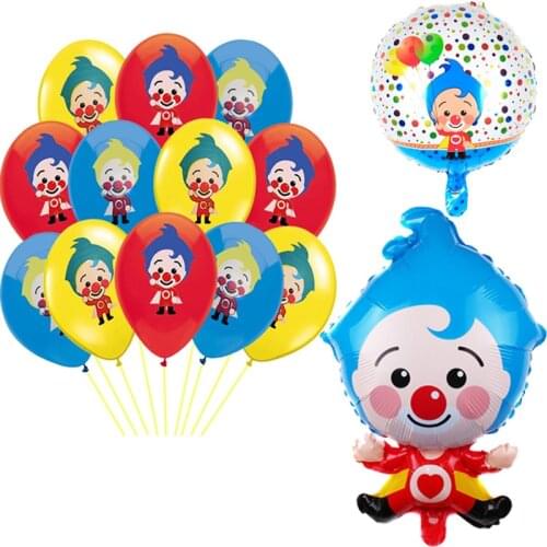 New Cute Plim Plim Clown Foil Latex Helium Balloons Red Blue Air Globos Children Happy Birthday Party Decorations Kids Toys Ball
