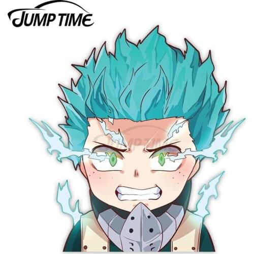 Jump Time 13 x 8.5cm Cute Boy Car Decor Deku Anime Avatar Car Accessories Camper Computer Waterproof Vinyl Car Stickers