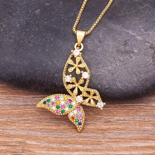 New Fashion Romantic Butterfly Pendant Copper Zircon Chain Necklace Gold Plated Charms Choker Boho Aesthetic Jewelry Party Gifts