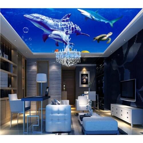 Underwater World ceiling Photo wall mural Custom photo wallpaper 3D stereoscopic ceiling Home Decoration