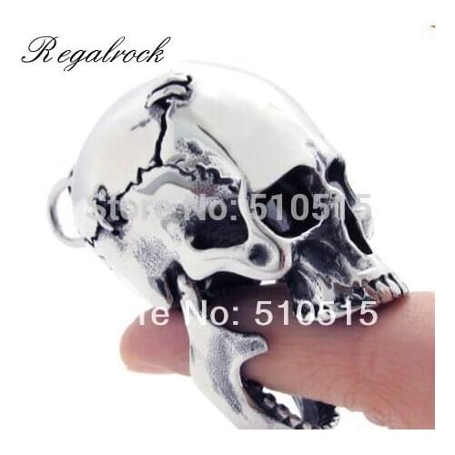 Regalrock Punk Cranium Skull Necklace Steampunk 3D Biker Jewelry Pendant Large Fashion Hot Charm Gift