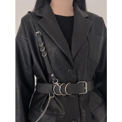 Fashion Trend Women Gothic PU Leather Harness Belts Body Bondage Waist Straps Punk Rock Stylish Accessories Lady Party Belt Gift