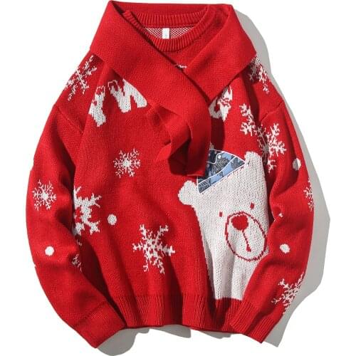Christmas Sweater Winter Couples Thickened Coat Pullover Pattern Decoration Send Bib