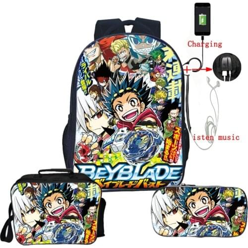 High Quality Beyblade Backpack Fashion Surprise Gift Rucksack for Teens Beautiful Children Boys Girls School Knapsack 3pcs/set