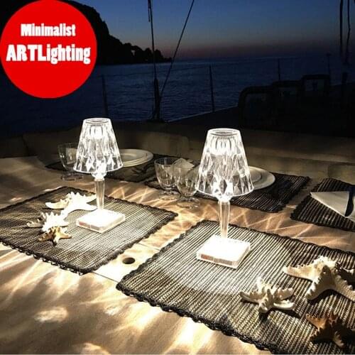 Crystal Kartell Battery LED Desk Lamp Touch Sensor Bar Light Decor Restaurant Table Lamps Romantic Night Lights Fixture Bed Lamp