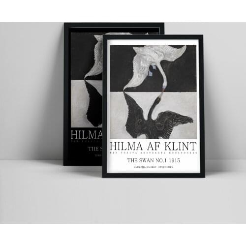 Swedish Hilma af Klint Exhibition Poster Vintage Black White Swan Prints Picture Wall Art Canvas Painting Living Room Home Decor