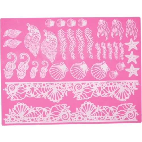 Shell Conch Seaweed Silicone Mold Lace Mat Fondant Mould Cake Decorating Tool Chocolate, Gumpastes Mold, Sugarcraft K495