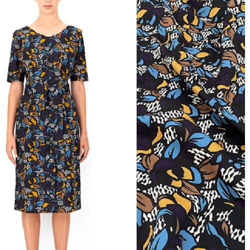 Blue And Yellow Flowers Twill Printed Fabric For Dress Tissus Au MÈTre Telas Por Metro Tissu Vestidos Sewing Tela Ткань хлопок