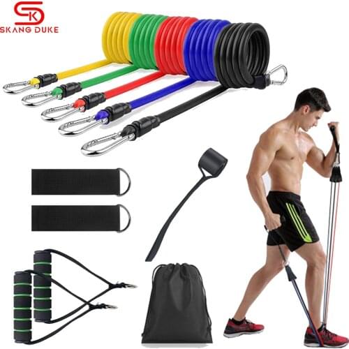 SkangDuke 11PC/Set Fitness Resistance Bands Pull Rope Rubber Strength Expander Workout Gym Home Bodybuilding Training Equipment