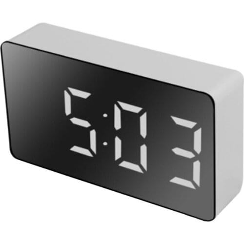 LED Multifunctional Mirror Clock, Digital Alarm Snooze Display Time Night LCD Light,Desktop USB 5V/No Battery Home Decor