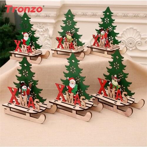 Tronzo DIY Christmas Tree Wooden Pendants Ornaments Santa Claus Elk Snowman Xmas Decoration For Home New Year Navidad Decor 2020