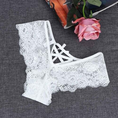 1PC Sexy Women Lace Erotic Panties Lady Elastic Bandage Lace Flowers Thongs Transparent Hollow G-String Sexy Lingerie Underwear
