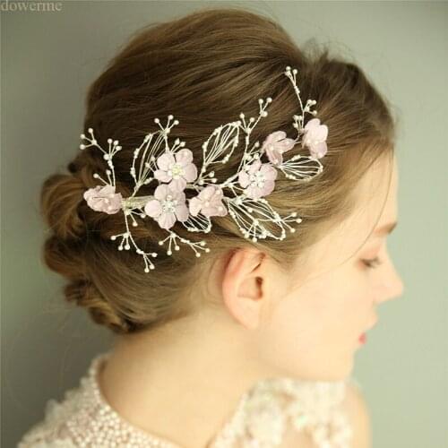 Handmade Pearls Wedding Hair Jewelry Elegant Floral Bridal Hair Clip Accessories Handmade Women Prom Headpiece