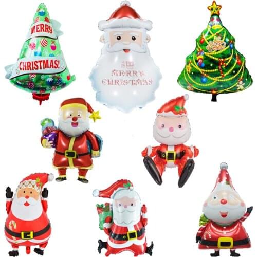 Christmas party decorations, Christmas tree socks Santa reindeer snowman Merry Christmas foil balloons, helium flying balloons